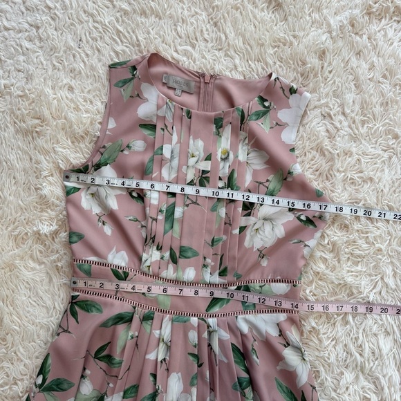 Hobbs Kiri midi dress spring blush Floral print crew neck fit flare 6 sleeveless - Picture 5 of 9